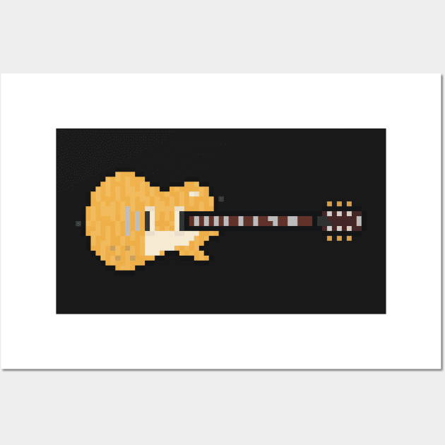 Pixel Golden 1959 Le Spaul Guitar Wall Art by gkillerb